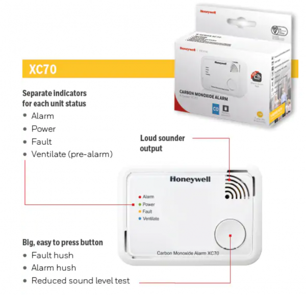 Honeywell Xc70 Carbon Monoxide Alarm Auldton Stoves 2062